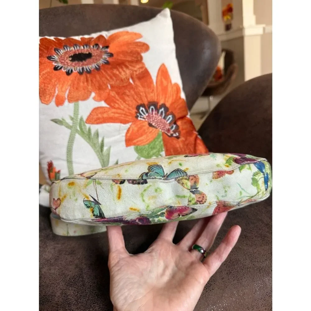 STUART WEITZMAN BAG BUTTERFLY Y2K VINTAGE CRESCENT LEATHER SPAIN FLOWER BOTANY